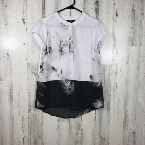 Simply Vera Vera wang sheer black and white short sleeve top women's size XS - Picture 11 of 11